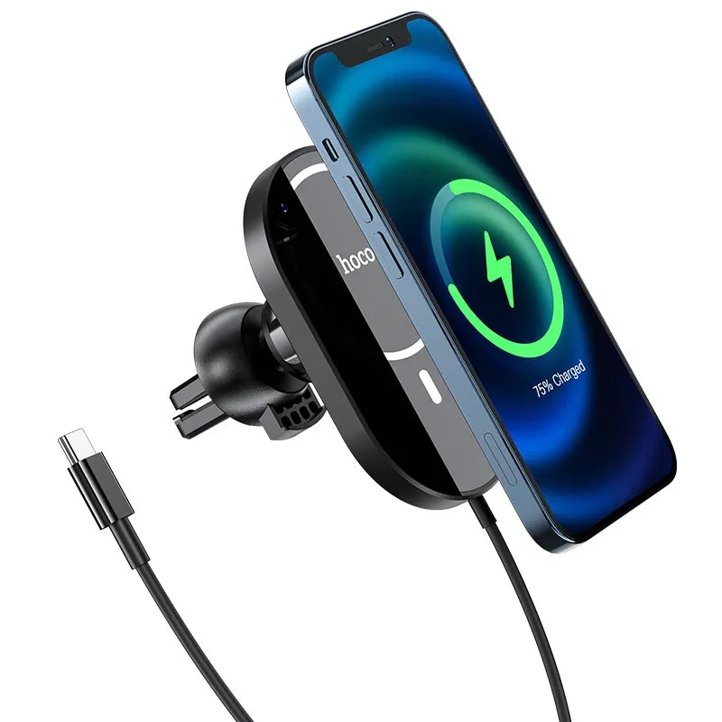 Авто держатель Hoco CA90 Powerful (Wireless Charger 15W) [Black] 3