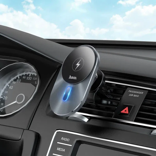 HOCO CA91 Magic magnetic wireless fast charging car holder Gray