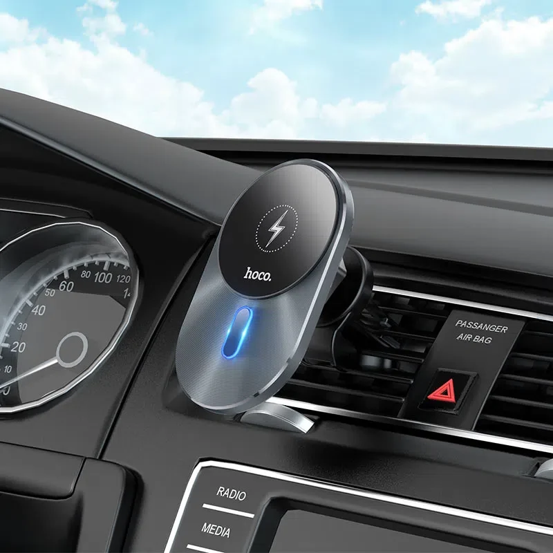 HOCO CA91 Magic magnetic wireless fast charging car holder Gray 2