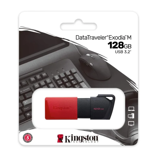 Флеш-накопитель USB Kingston DataTraveler Exodia M, 128Гб, Черный/Красный