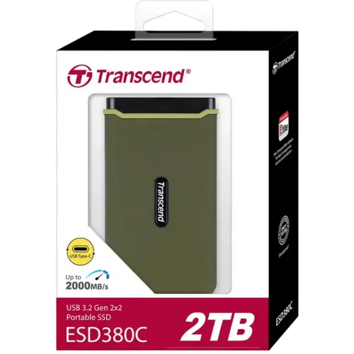 Внешний портативный SSD накопитель Transcend ESD380C, 2 ТБ, Зелёный