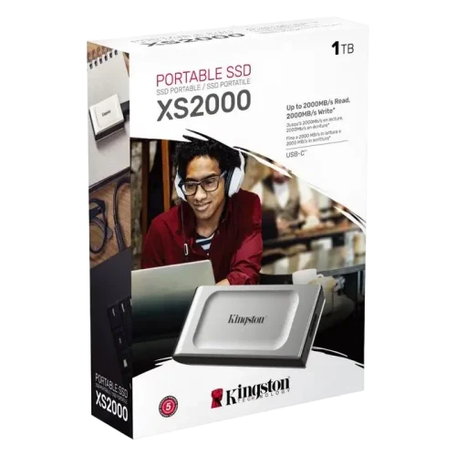 Внешний портативный SSD накопитель Kingston XS2000, 1 ТБ, Серебристый