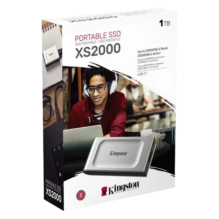 Внешний портативный SSD накопитель Kingston XS2000, 1 ТБ, Серебристый 4