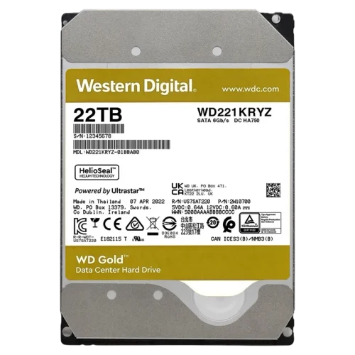 Жесткий диск Western Digital WD Gold WD221KRYZ, 22ТБ, 3.5"