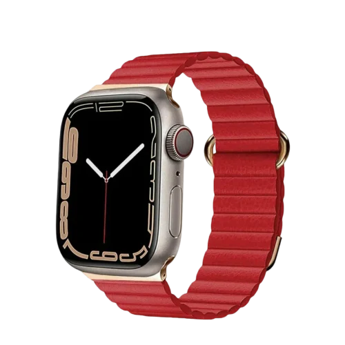 Ремешок кожаный для Apple Watch 42/44/45 мм с MagSafe, Red