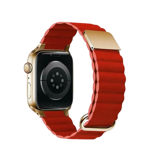 Ремешок кожаный для Apple Watch 42/44/45 мм с MagSafe, Red