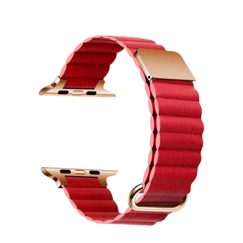 Ремешок кожаный для Apple Watch 42/44/45 мм с MagSafe, Red