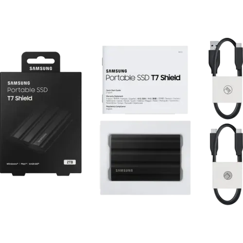 Внешний портативный SSD накопитель Samsung T7 Shield, 2 ТБ, Чёрный