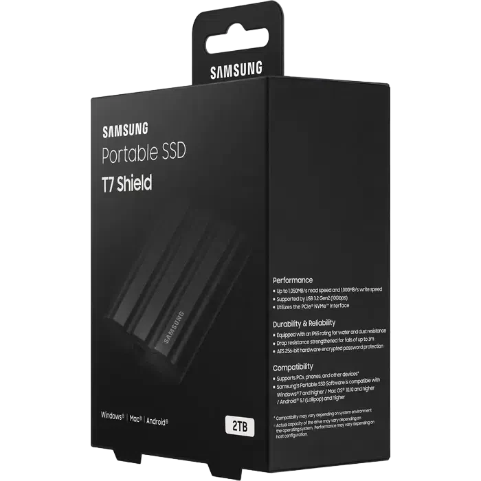 Внешний портативный SSD накопитель Samsung T7 Shield, 2 ТБ, Чёрный 11