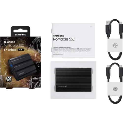 Внешний портативный SSD накопитель Samsung T7 Shield, 4 ТБ, Чёрный