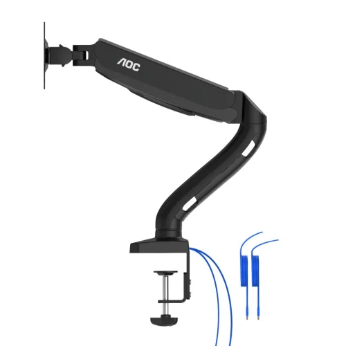 Arm for 1 monitors 13"-31.5" - AOC AS110DX with integrated USB Hub, Black, USB Hub: USB-C + USB3.0, Desk Clamp/Grommet, Aluminum structure, Gas spring, Height adjustment, Max.Load: 2-9kg, Tilt: '-90°~+85°, Swivel:180°, Rotation:360°, Hidden cable management, VESA 75/100
