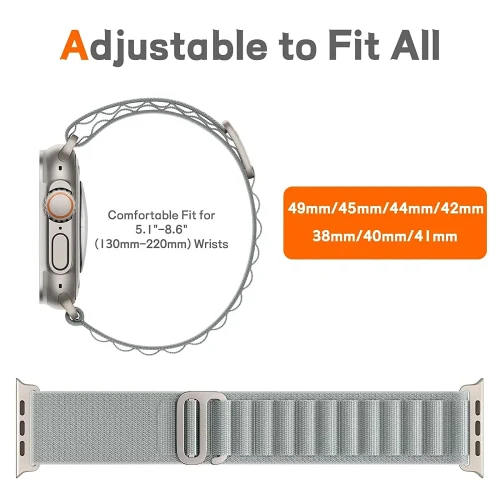 Strap for Apple Watch All series Nylon Gray