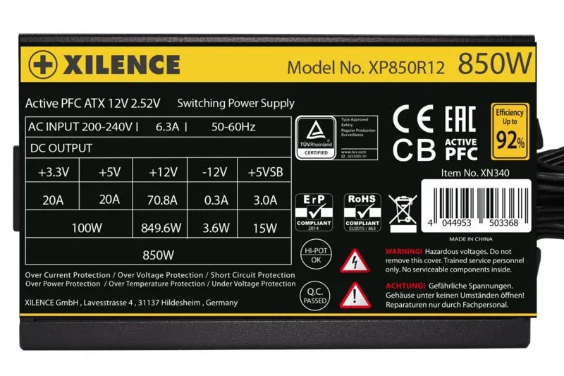 Sursă Alimentare PC Xilence XP850R12 XN340 850W, Negru 3