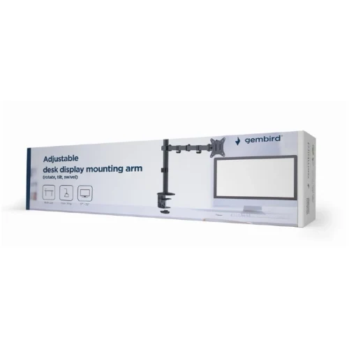 Arm for 1 monitor 17"-32" Gembird MA-D1-01, Adjustable desk display mounting arm (rotate, tilt, swivel), VESA 75/100, up to 9 kg, black