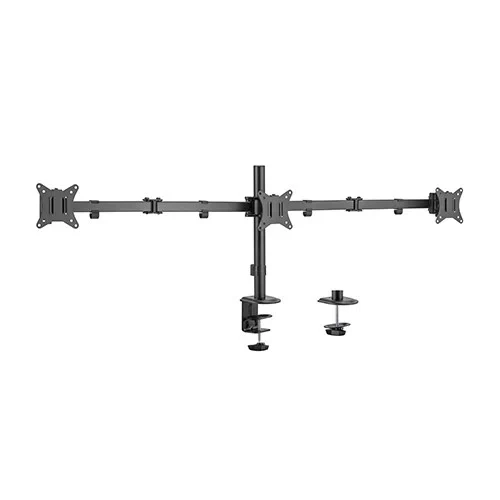 Arm for 3 monitors 17"-27" Gembird MA-D3-01, Adjustable desk 3-display mounting arm (rotate, tilt, swivel), up to 7 kg, VESA 75/100, black