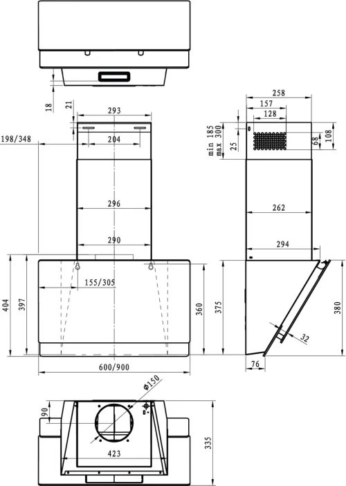 Вытяжка Gorenje WHI649B21S, Черный