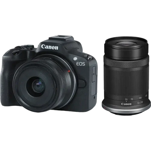 Беззеркальный фотоаппарат Canon EOS R50 Blac & RF-S 18-45mm & RF-S 55-210mm KIT, Чёрный