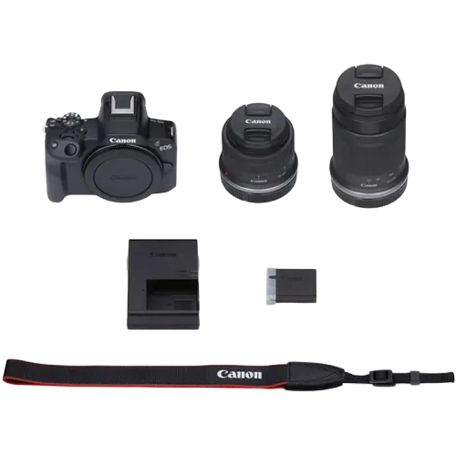 Беззеркальный фотоаппарат Canon EOS R50 Blac & RF-S 18-45mm & RF-S 55-210mm KIT, Чёрный
