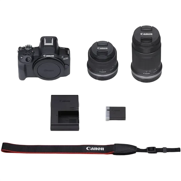 Aparat Foto Mirrorless Canon EOS R50 Blac & RF-S 18-45mm & RF-S 55-210mm KIT, Negru 15