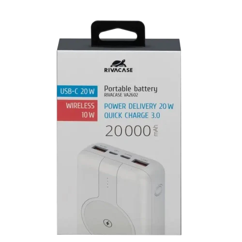Портативное зарядное устройство Rivacase VA2602, 20000 мАч, White