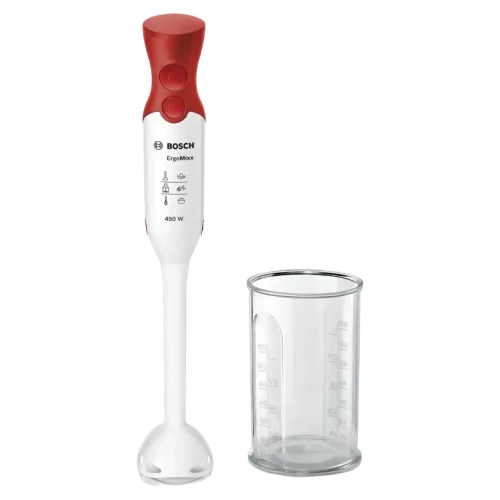 Blender de mână Bosch ErgoMixx MSM64010, Alb/Roșu