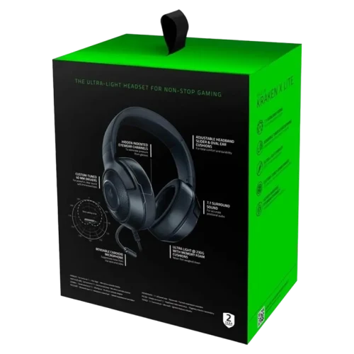 Căști Razer Kraken X Lite, Cu fir, Negru