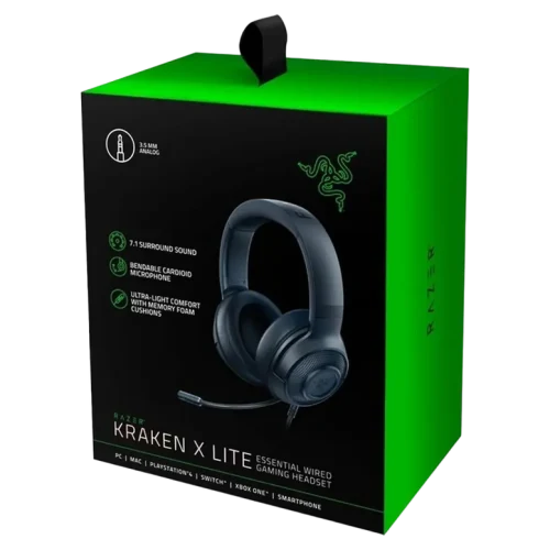 Căști Razer Kraken X Lite, Cu fir, Negru