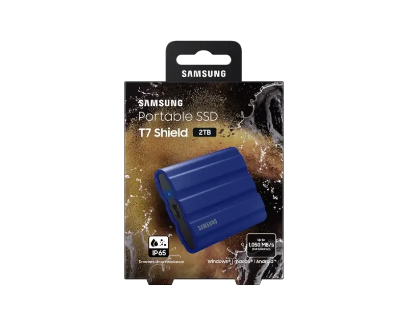 Внешний портативный SSD накопитель Samsung T7 Shield, 2 ТБ, Синий 8