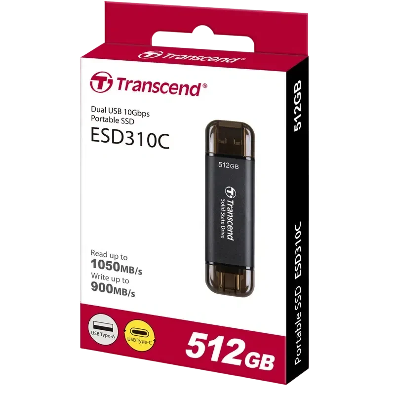 SSD portabil extern Transcend ESD310C, 512 GB, Negru 4