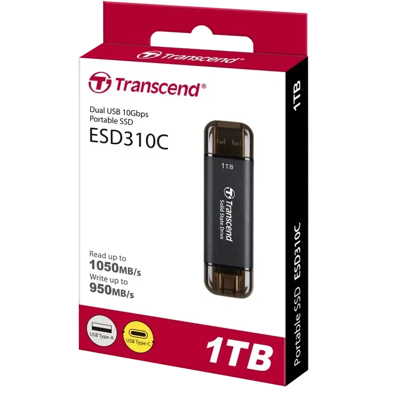 Внешний портативный SSD накопитель Transcend ESD310C, 1 ТБ, Чёрный 4