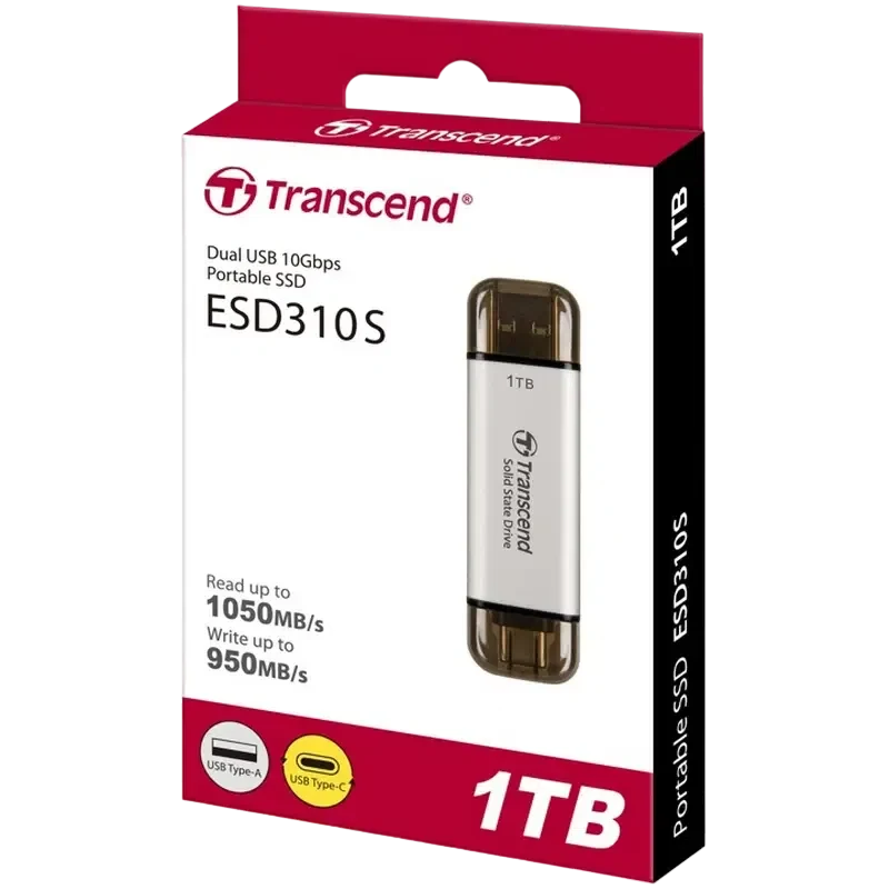 SSD portabil extern Transcend ESD310S, 1 TB, Argintiu 3