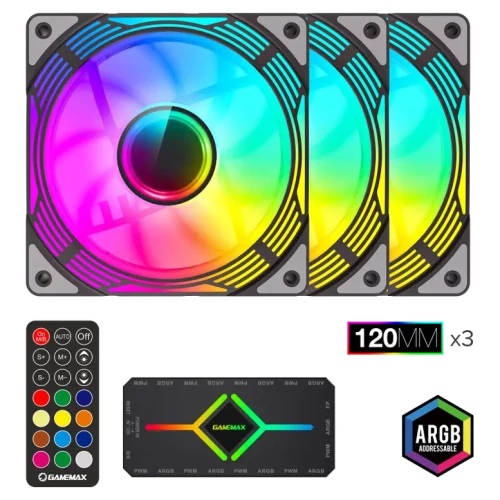 Ventilator PC Gamemax KF300, 120 mm, Negru