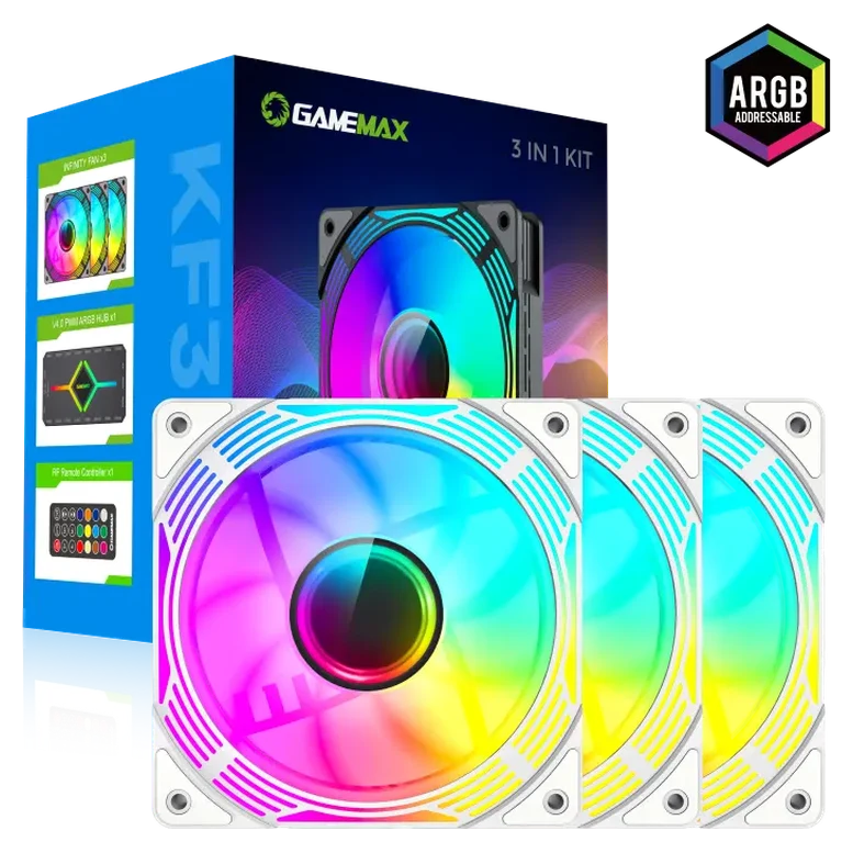 Вентилятор для ПК Gamemax KF300 3x Kit, 120 мм, Белый 8