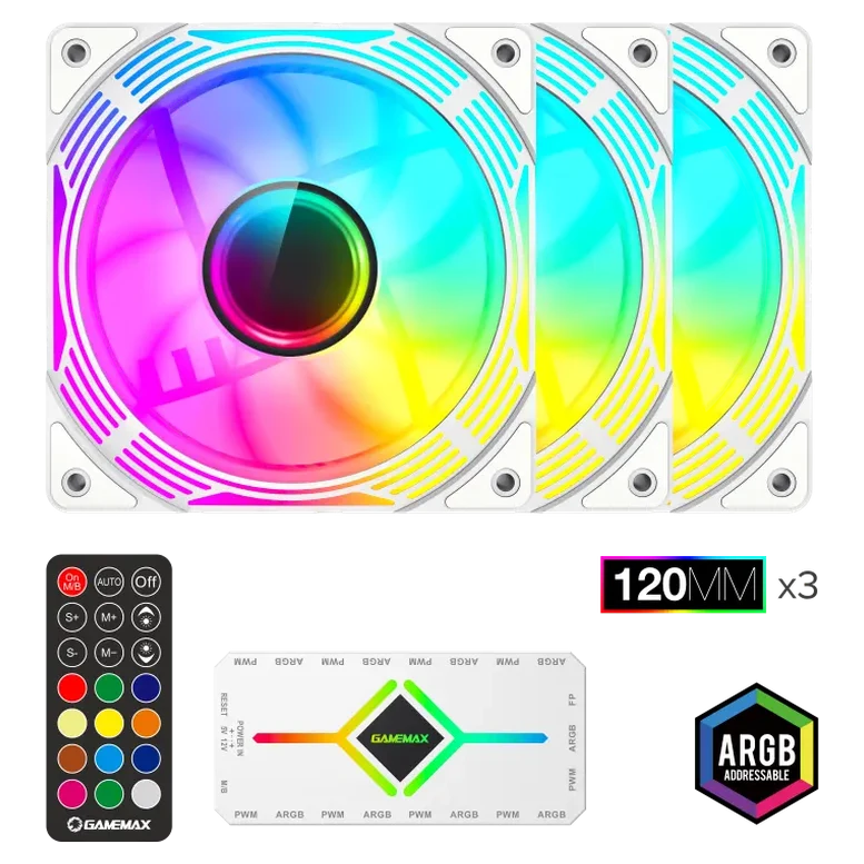 Вентилятор для ПК Gamemax KF300 3x Kit, 120 мм, Белый 6