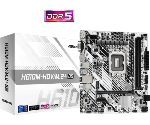 Placă de bază ASRock H610M-HDV/M.2+ D5 LGA1700 Micro-ATX