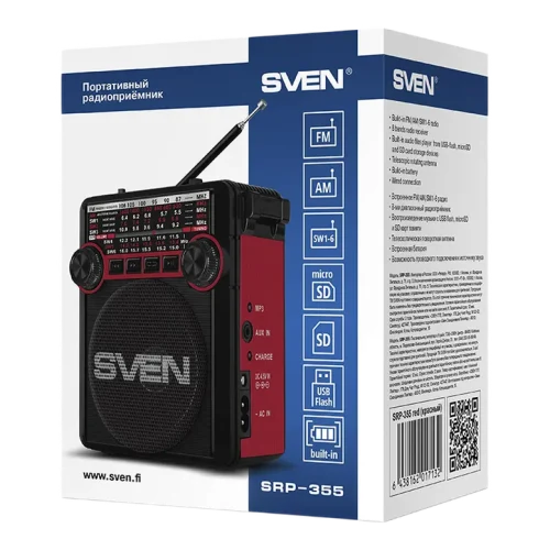 Портативная колонка SVEN SRP-355, Красный