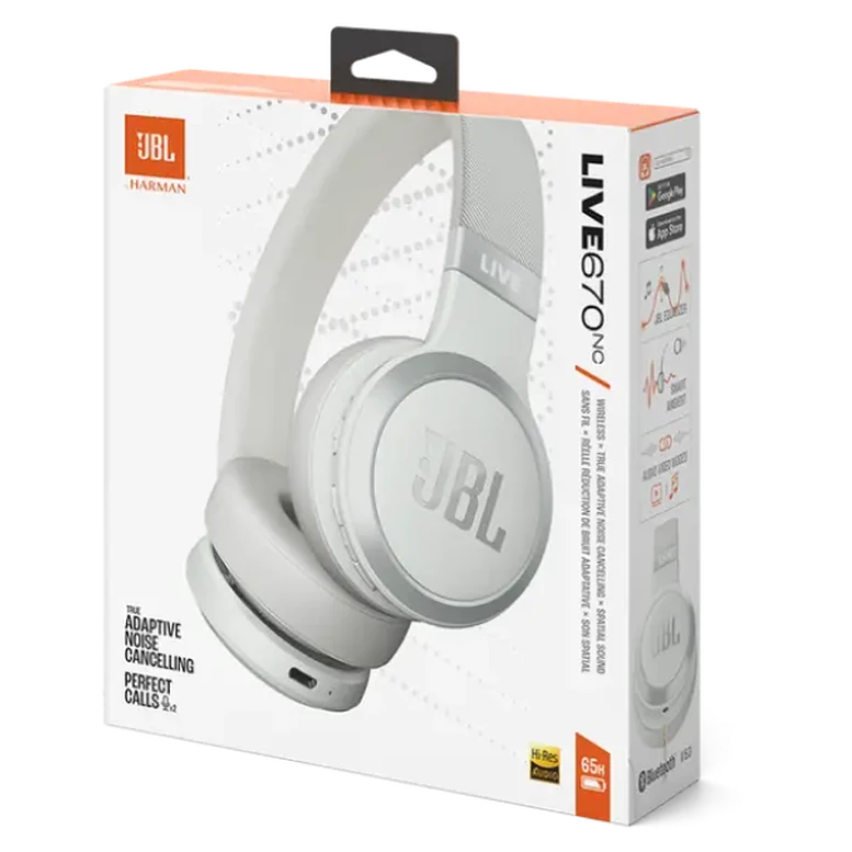 Căști JBL LIVE670NC, Cu fir / Fără fir, Alb 10