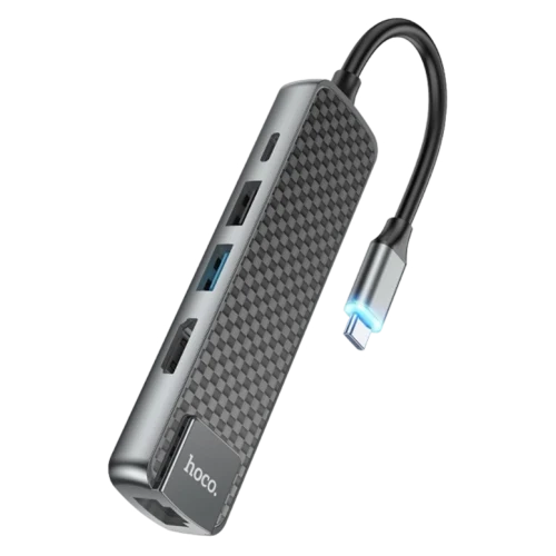 Док-станция Hoco HB23 Easy, USB, USB-C, HDMI, RJ-45, PD