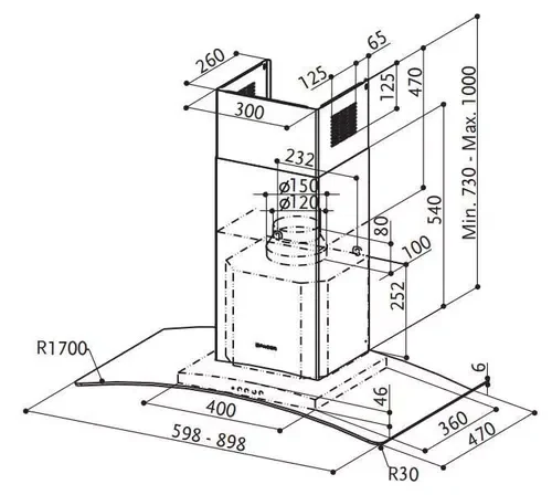 Hotă Faber RAY SRM LED X/V A60 (325.0557.523), Silver 3