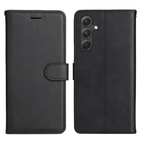 Flip case Smooth/plain leather for Samsung A Series Black