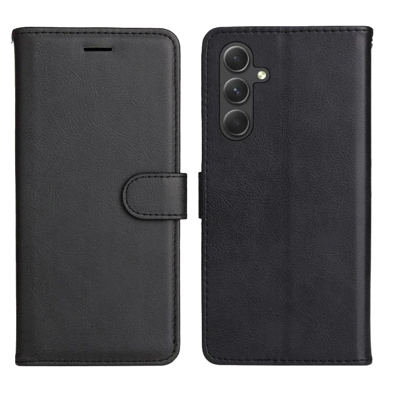 Flip case Smooth/plain leather for Samsung A05S Black 2