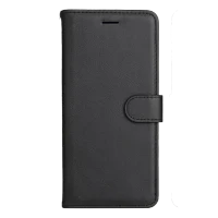 Flip case Smooth/plain leather for Samsung A05S Black