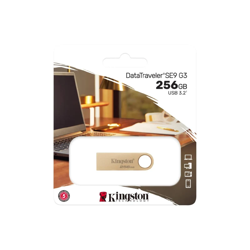 USB Flash Drive Kingston DataTraveler SE9 G3, 256 GB, Gold 3