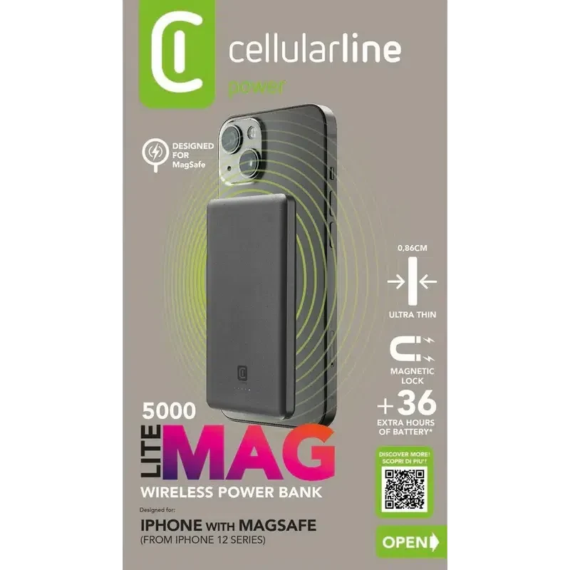 Портативное зарядное устройство Cellularline MAG LITE, Gray 4