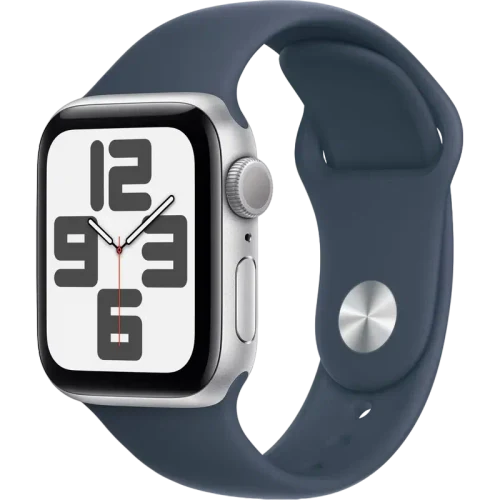 Apple Watch SE 2 (2022) 44mm Silver Aluminum Case with Blue Sport Band L