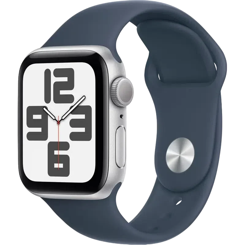Apple Watch SE 2 (2022) 44mm Silver Aluminum Case with Blue Sport Band L 2