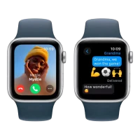 Apple Watch SE 2 (2022) 44mm Silver Aluminum Case with Blue Sport Band L 3