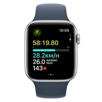 Apple Watch SE 2 (2022) 44mm Silver Aluminum Case with Blue Sport Band L