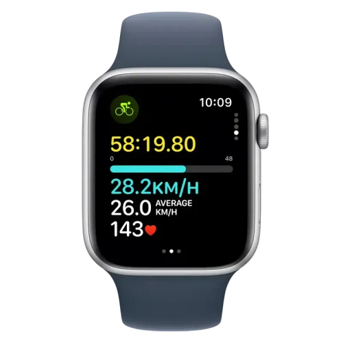 Apple Watch SE 2 (2022) 44mm Silver Aluminum Case with Blue Sport Band L