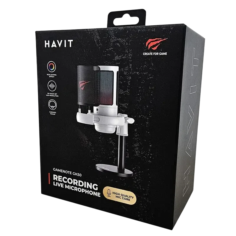 Игровой Микрофон Havit GK50, Проводной, Белый 6